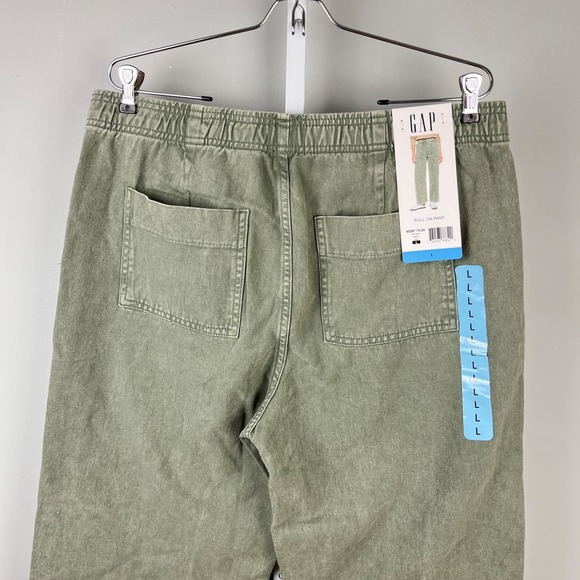 GAP Wide Leg Pull-On Pants Womens L Olive Green 100% Cotton New NWT - Picture 5 of 7